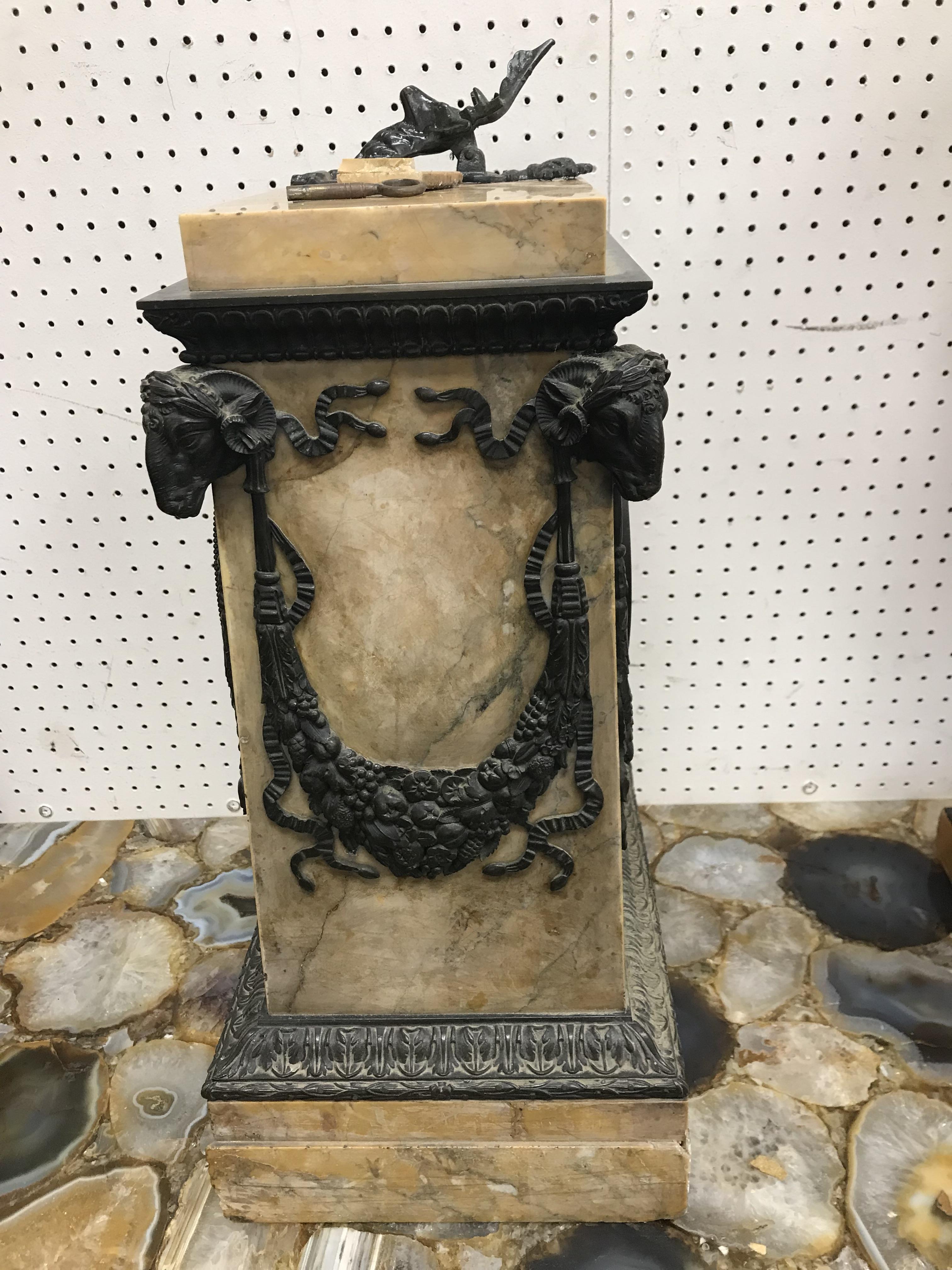 A 19th Century Sienna marble and bronze mounted mantel clock, - Image 2 of 5