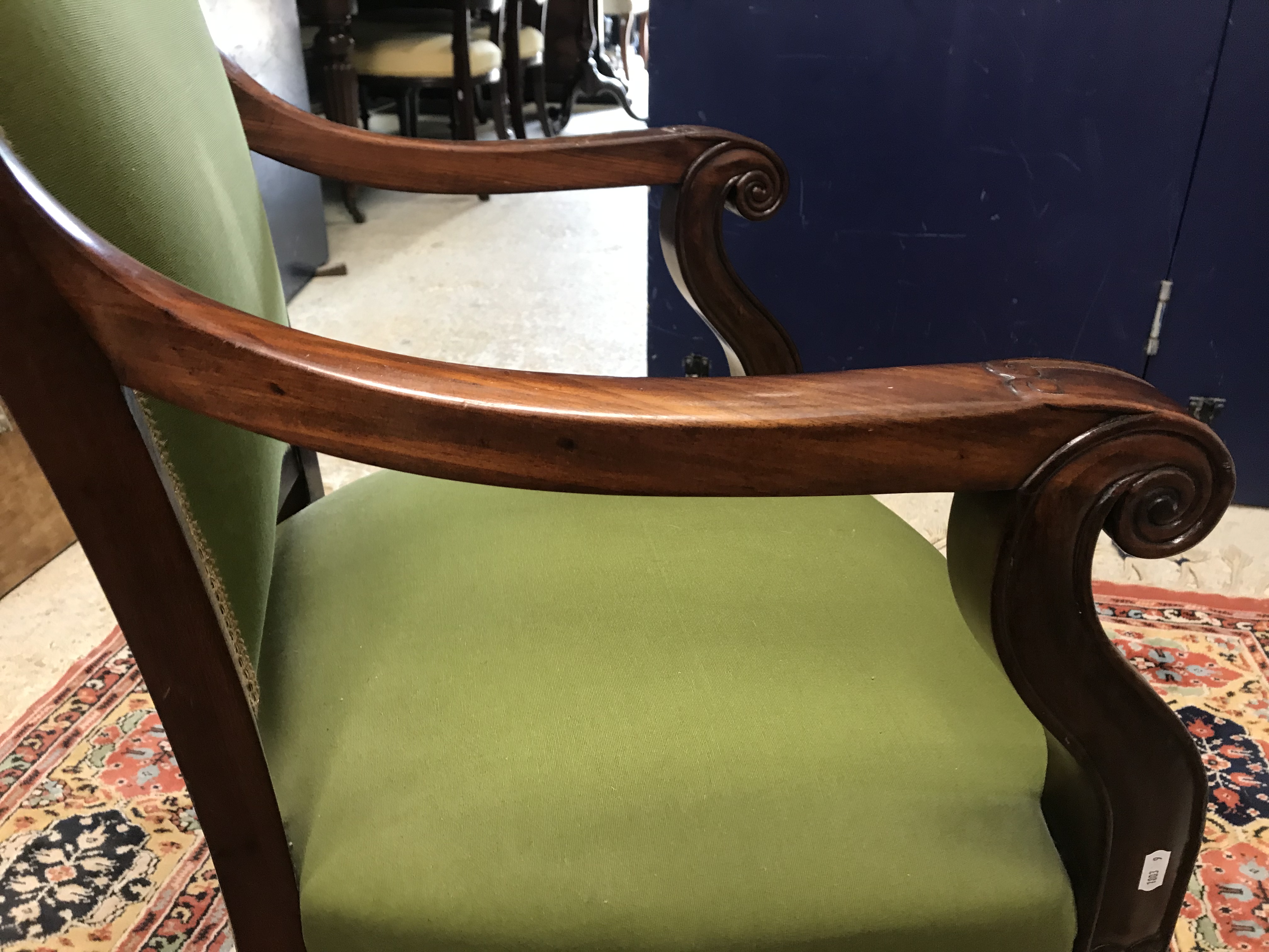 Two near-matching mahogany framed salon armchairs in the Continental Rococo taste with foliate - Image 6 of 96