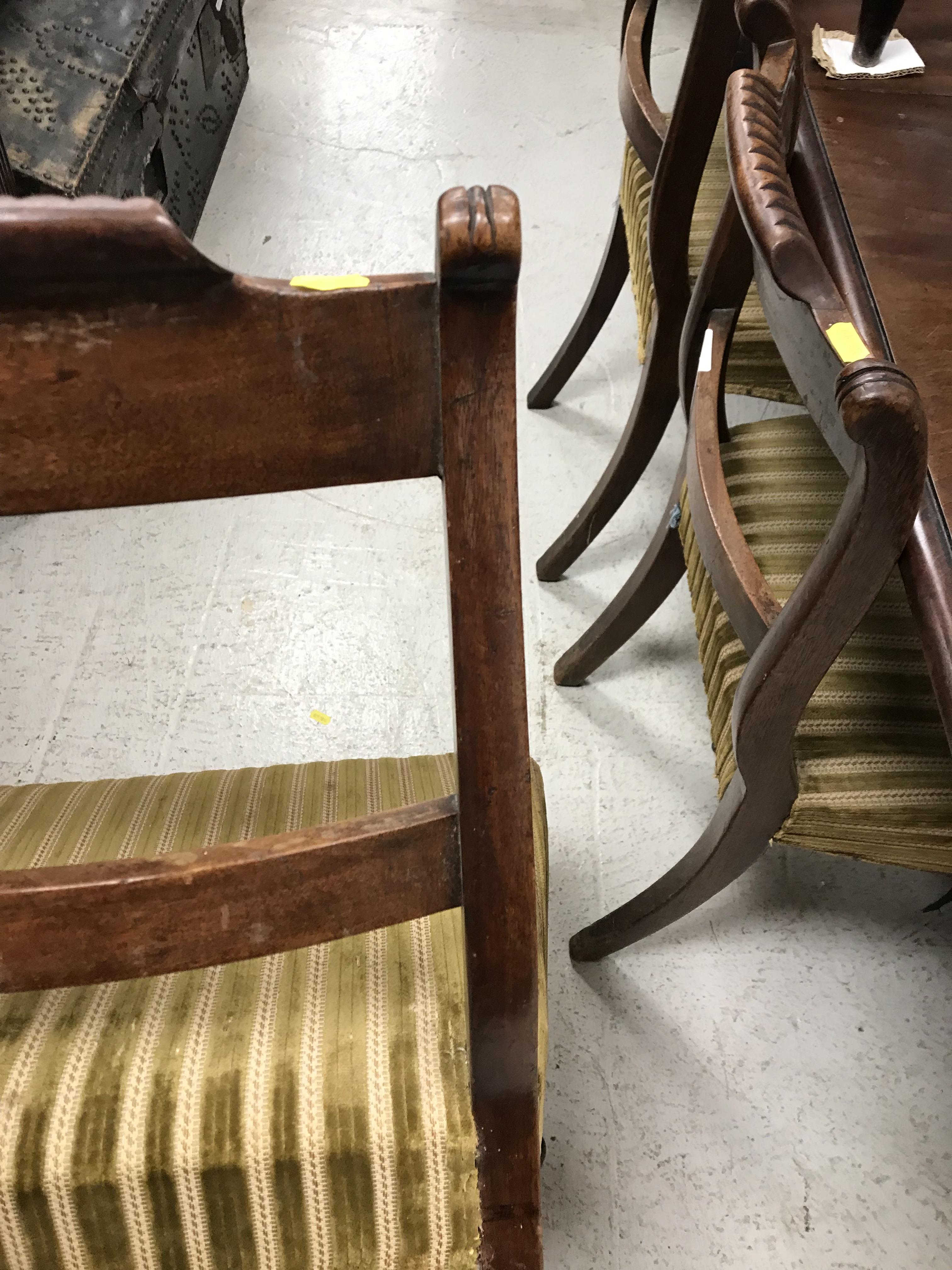 A set of eight 19th Century mahogany bar back dining chairs with upholstered seats on turned and - Image 4 of 76