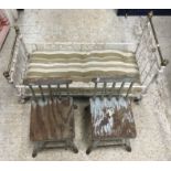 A 19th Century French brass and iron dolls' bedstead / makers model bed,