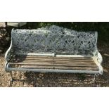 A Coalbrookdale style cast iron garden bench,