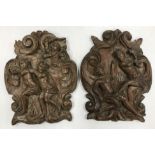 A Continental carved walnut panel depicting "The expulsion of Adam and Eve from the Garden of Eden