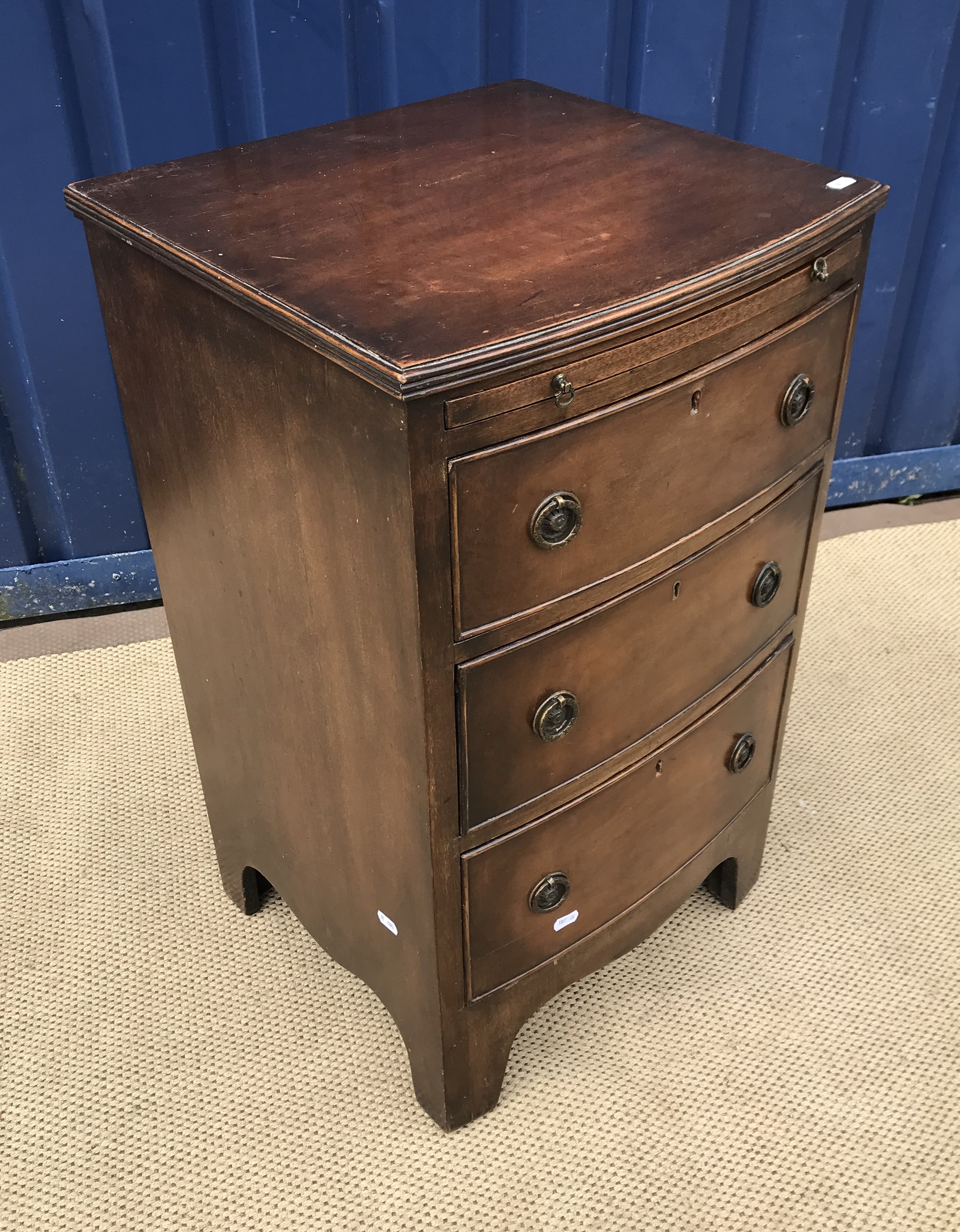 A collection of furniture comprising a 19th Century rush seated bar back elbow chair on ringed and - Image 2 of 4