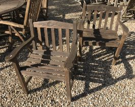 Two wooden garden chairs,
