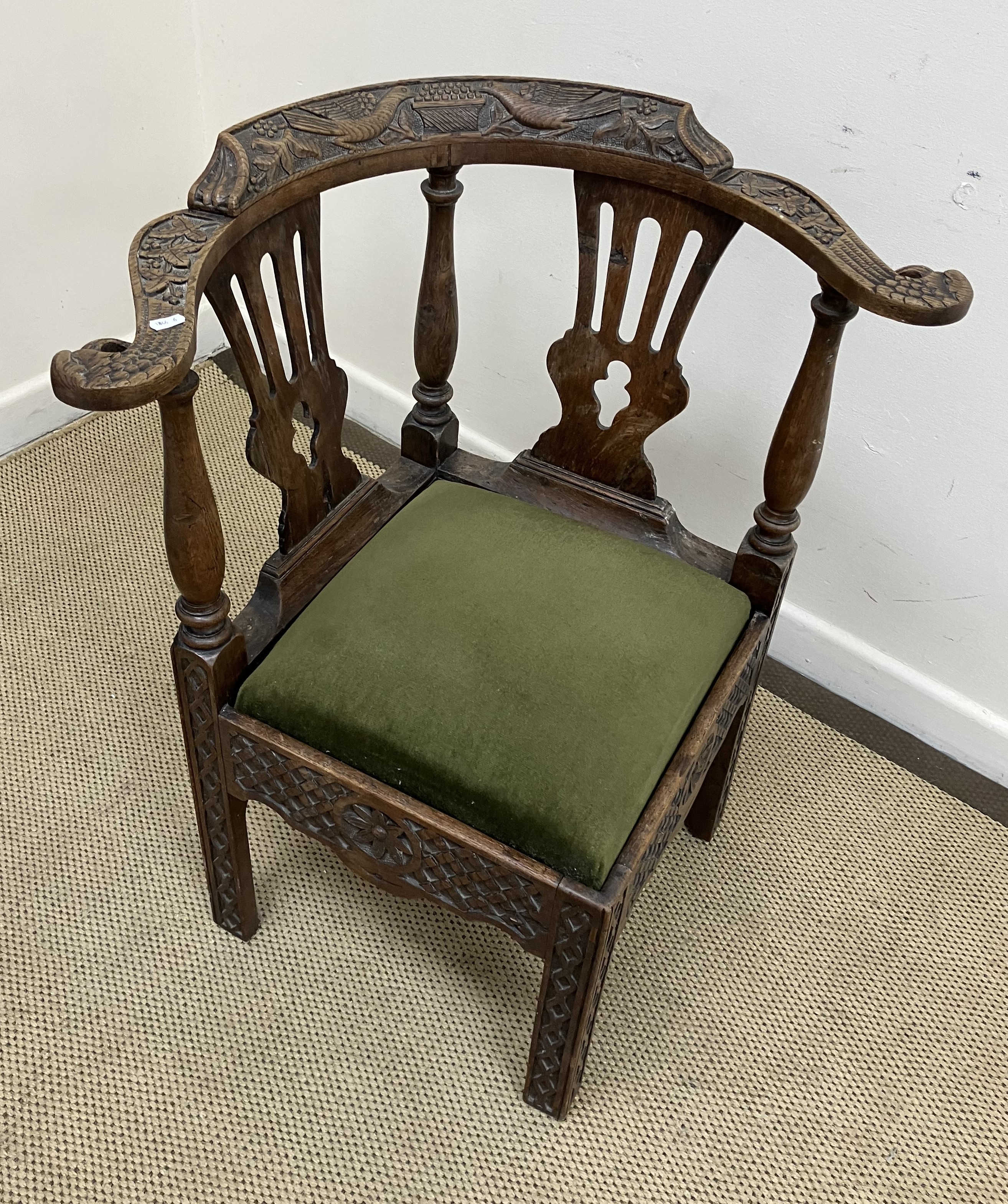 A 19th Century oak corner chair in the 18th Century style, - Image 2 of 2