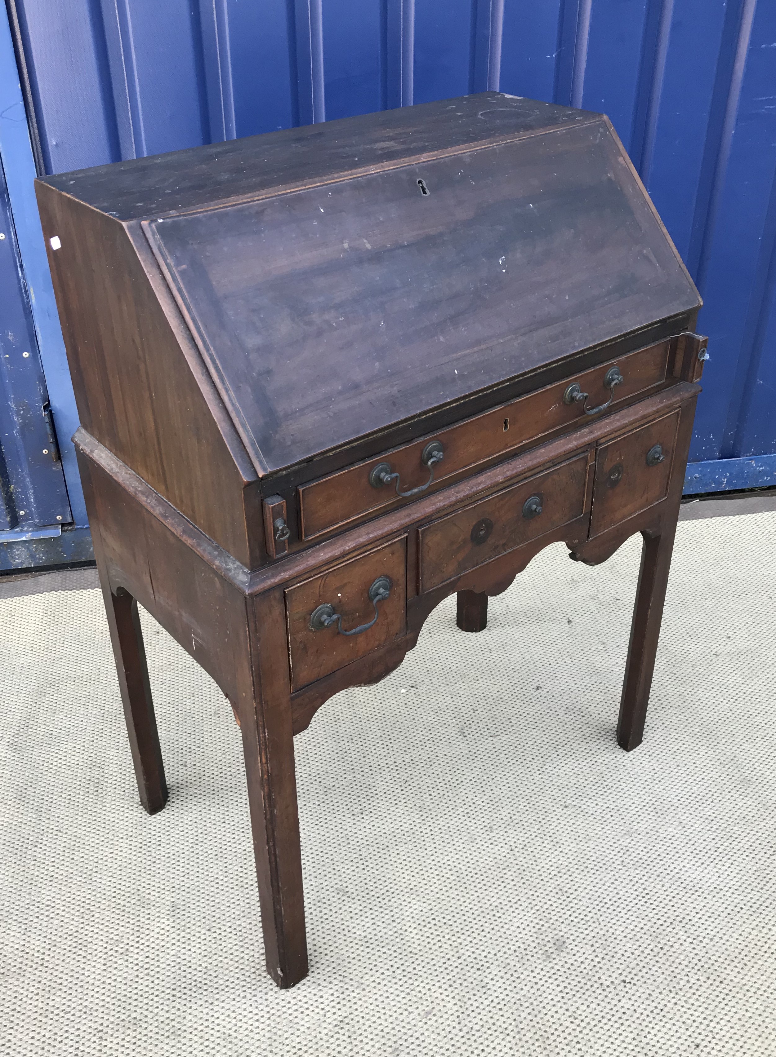 A 19th Century mahogany bureau in the early 18th Century manner,