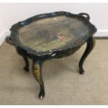 An early 20th Century French painted butler's tray table in the Rococo style,