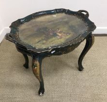 An early 20th Century French painted butler's tray table in the Rococo style,