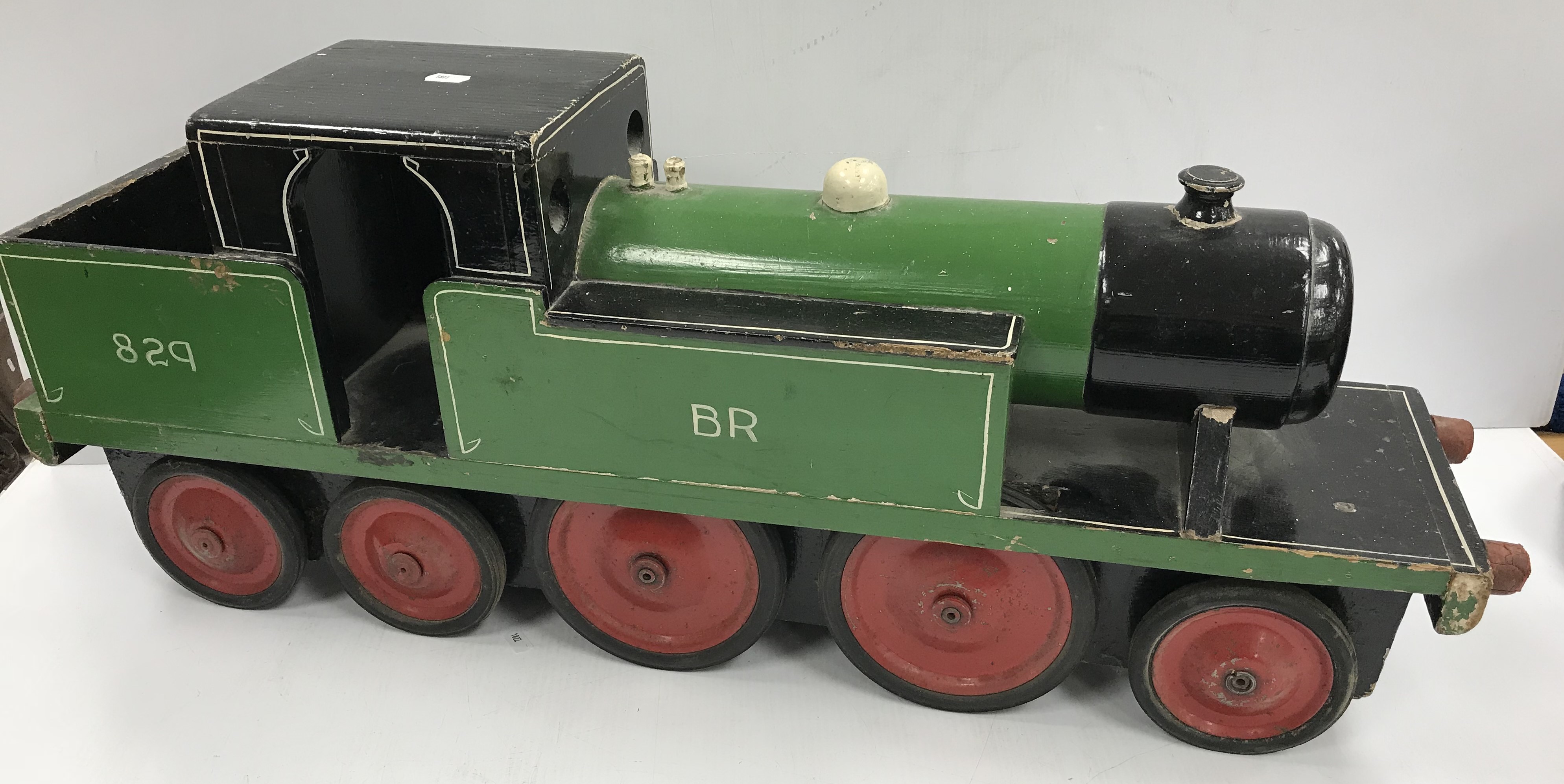 A large scratch built wooden 2-4-4 locomotive model in BR 829 green and black livery by Bob Evans - Image 2 of 2