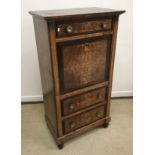 A 19th Century French burr elm and mahogany cross-banded secretaire à abattant,