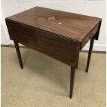 A 19th Century mahogany fan marquetry inlaid drop leaf Pembroke table with single end drawer raised