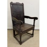 An18th Century and later oak hall chair,