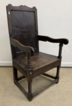 An18th Century and later oak hall chair,