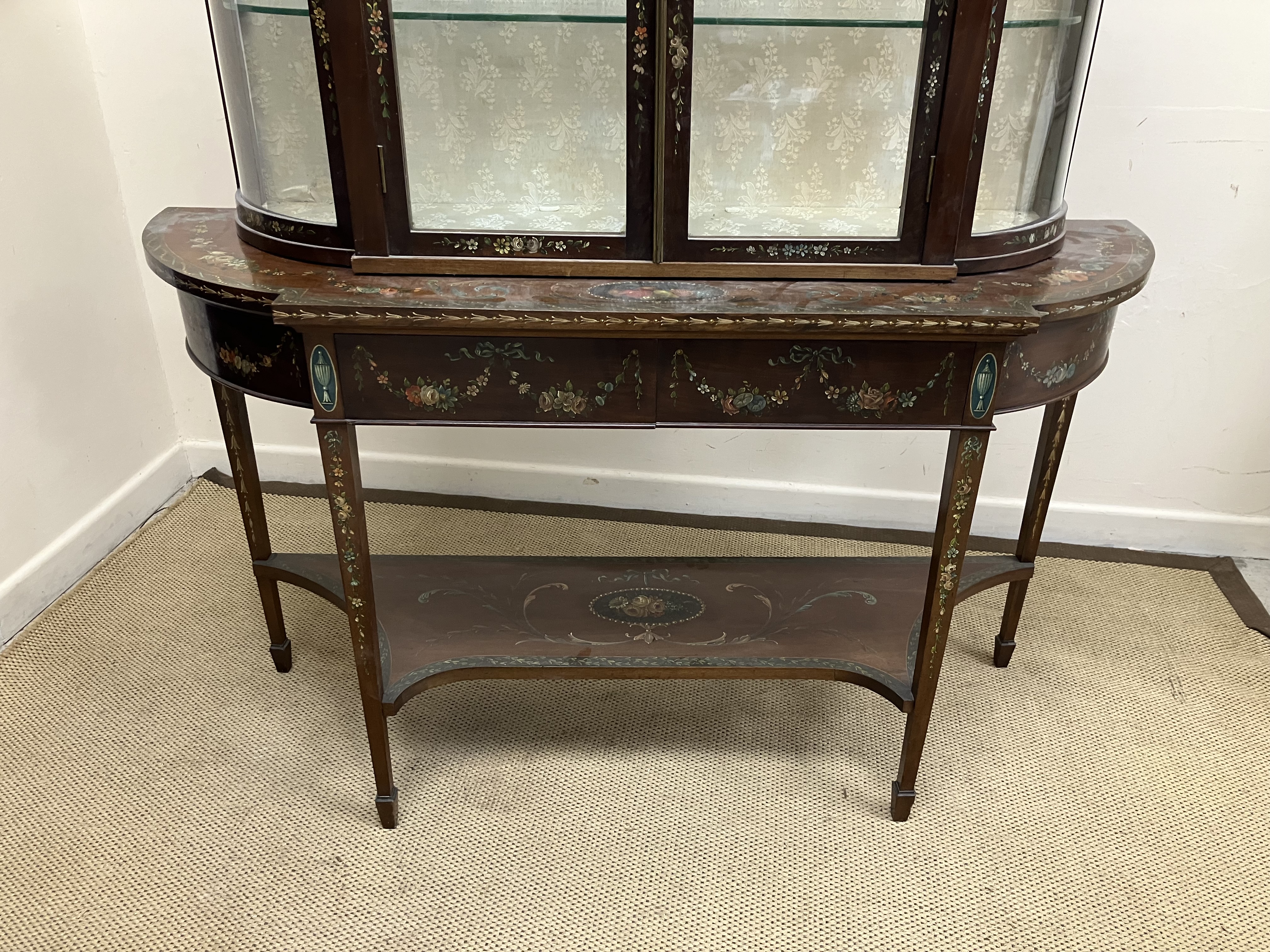 An Edwardian Sheraton Revival painted display cabinet, - Image 3 of 3