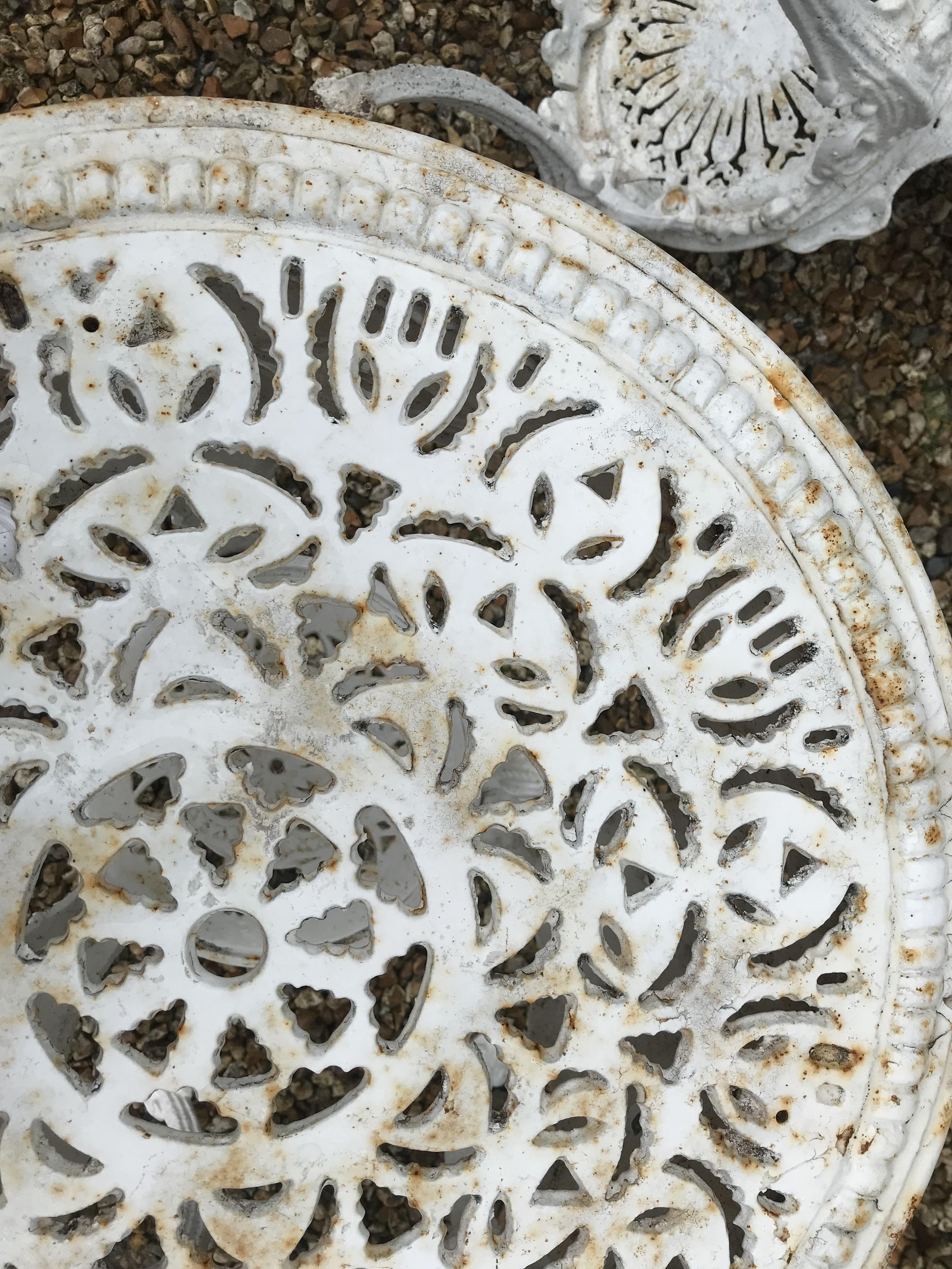 A cast iron Britannia style garden table and two chairs CONDITION REPORTS cRust is - Image 18 of 52