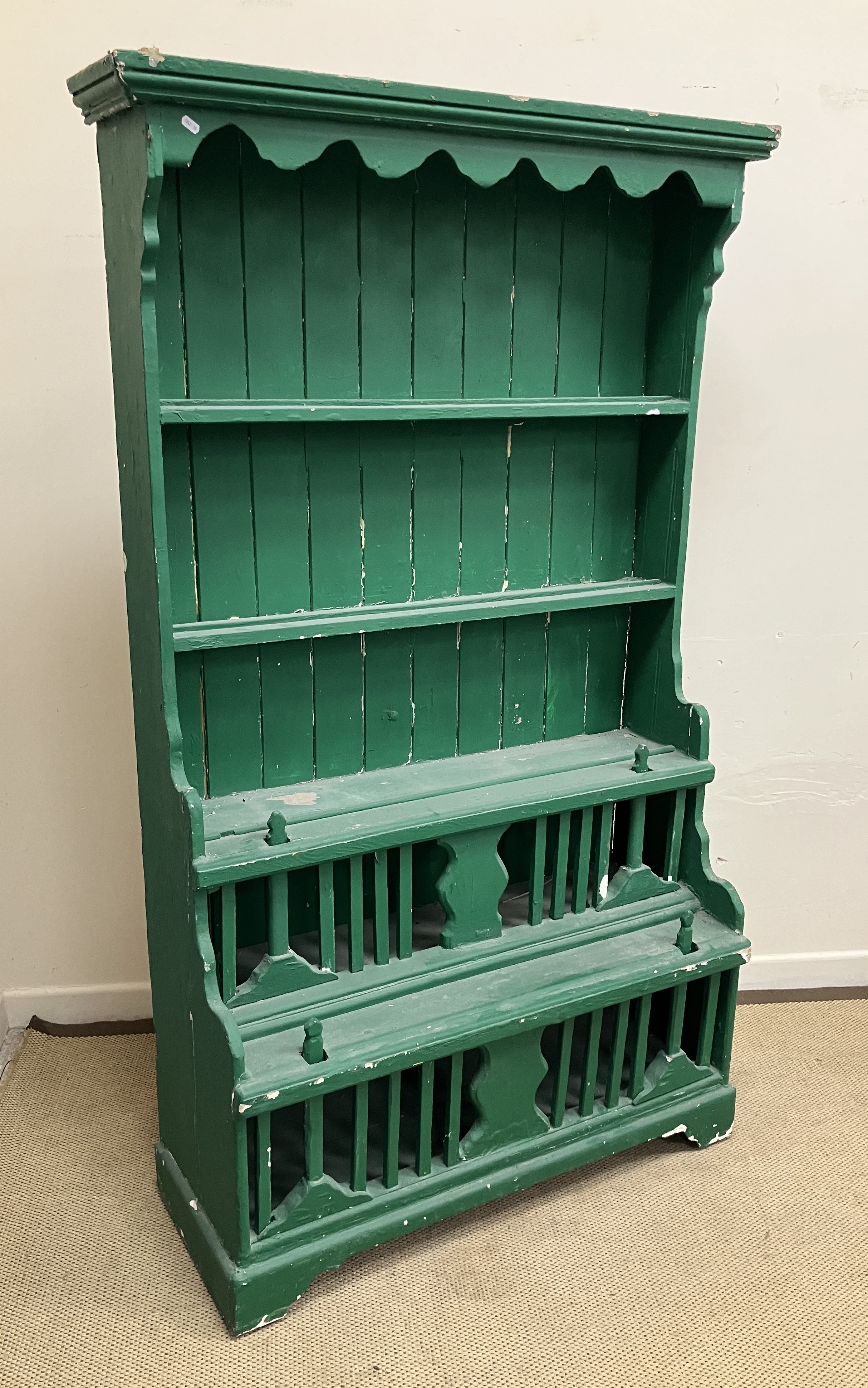 A 19th Century Irish painted pine "chicken coop" dresser,