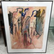 AMANDA WATT "Nude figures", a study, watercolour, signed and dated '89 lower right,