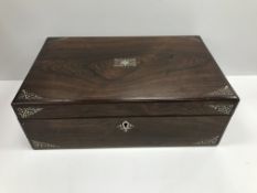 A Victorian rosewood and mother of pearl