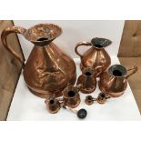 A collection of eight Victorian copper h