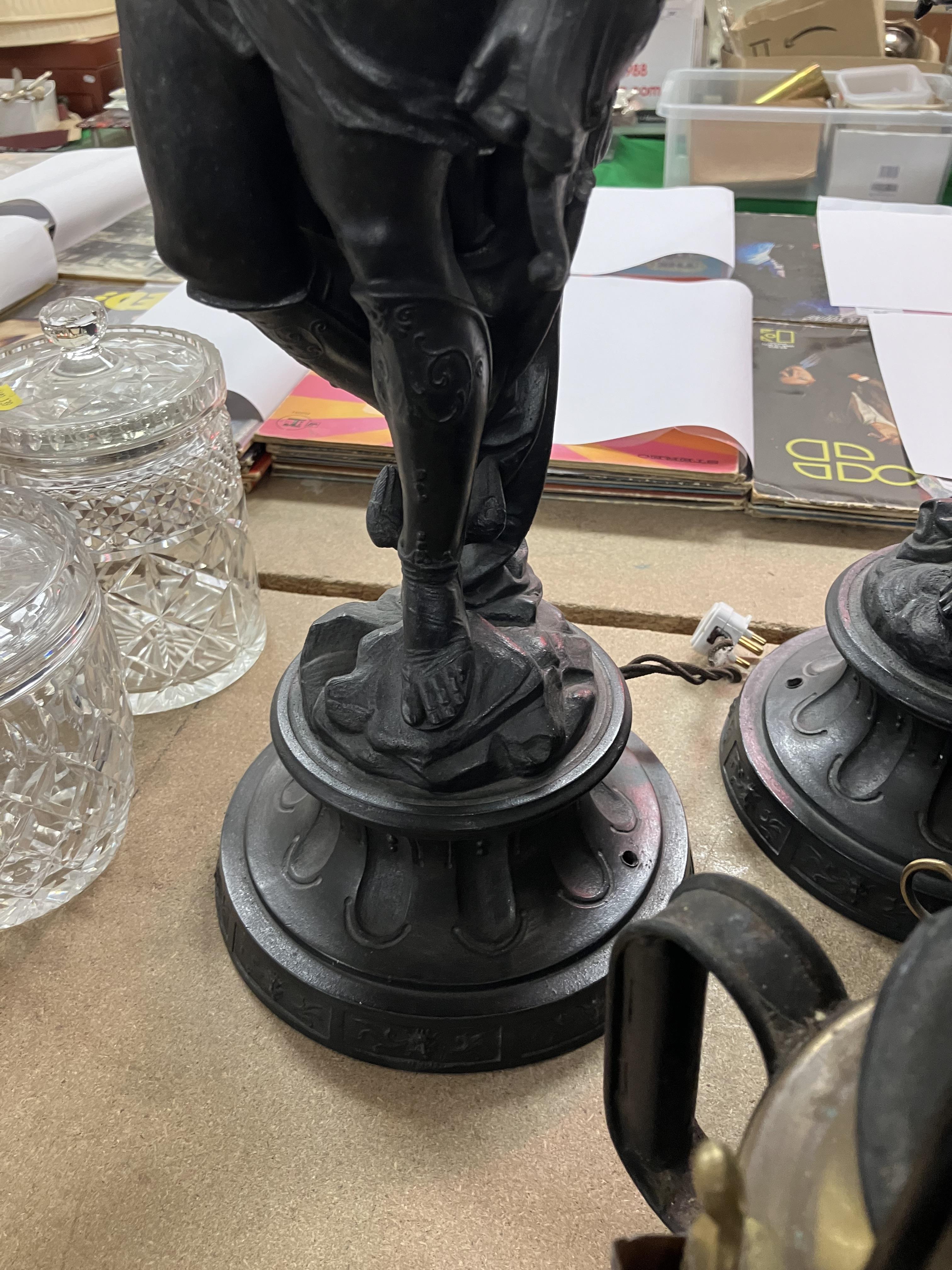 A pair of patinated spelter figural lamp - Image 16 of 26