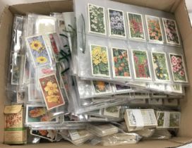 A collection of cigarette cards, flowers