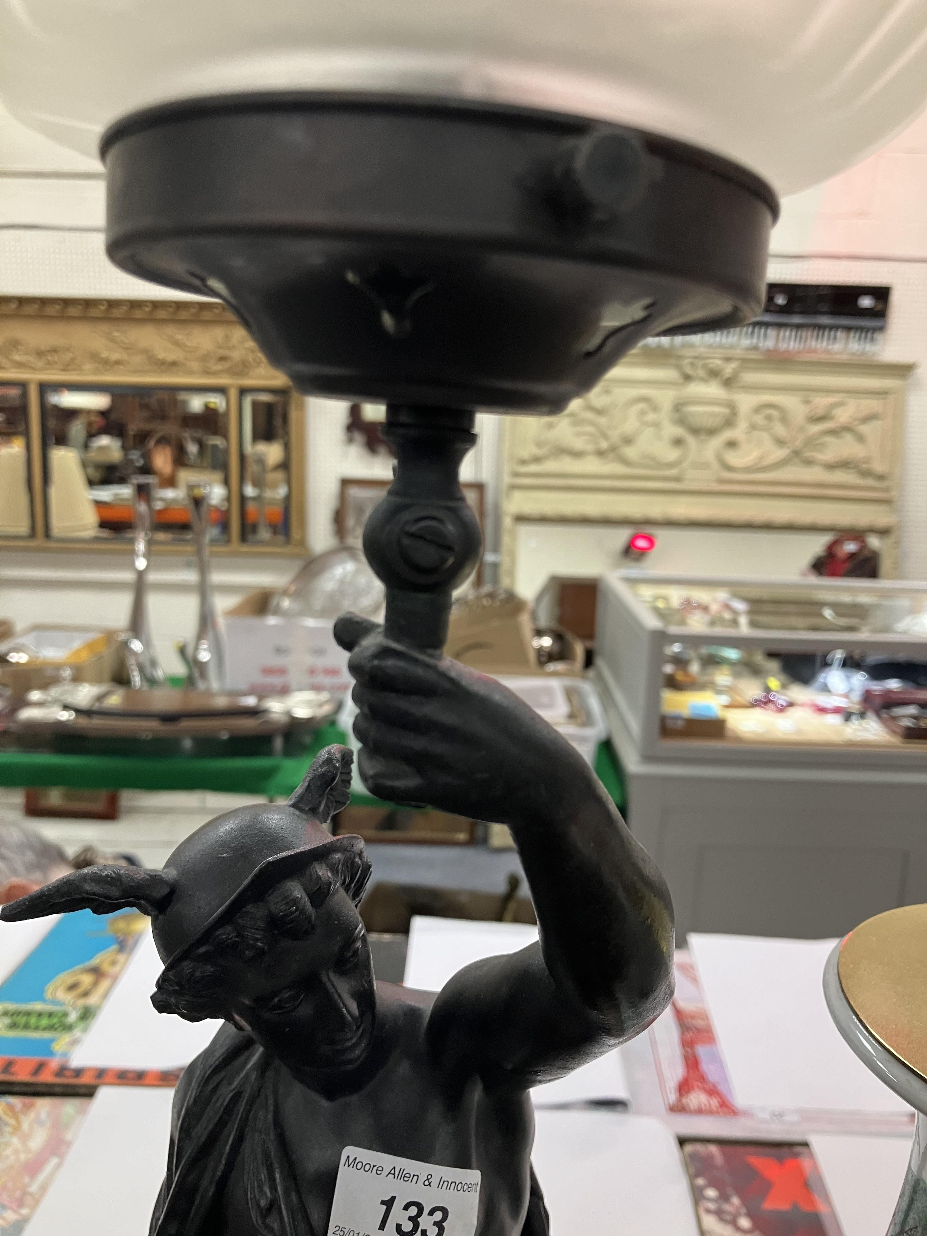 A pair of patinated spelter figural lamp - Image 8 of 26