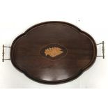 An Edwardian mahogany and shell marquetr