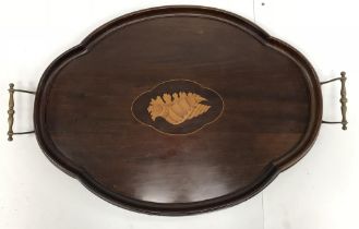 An Edwardian mahogany and shell marquetr