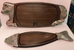 A modern mahogany beef platter with plat