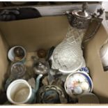 Two boxes of assorted decorative items t