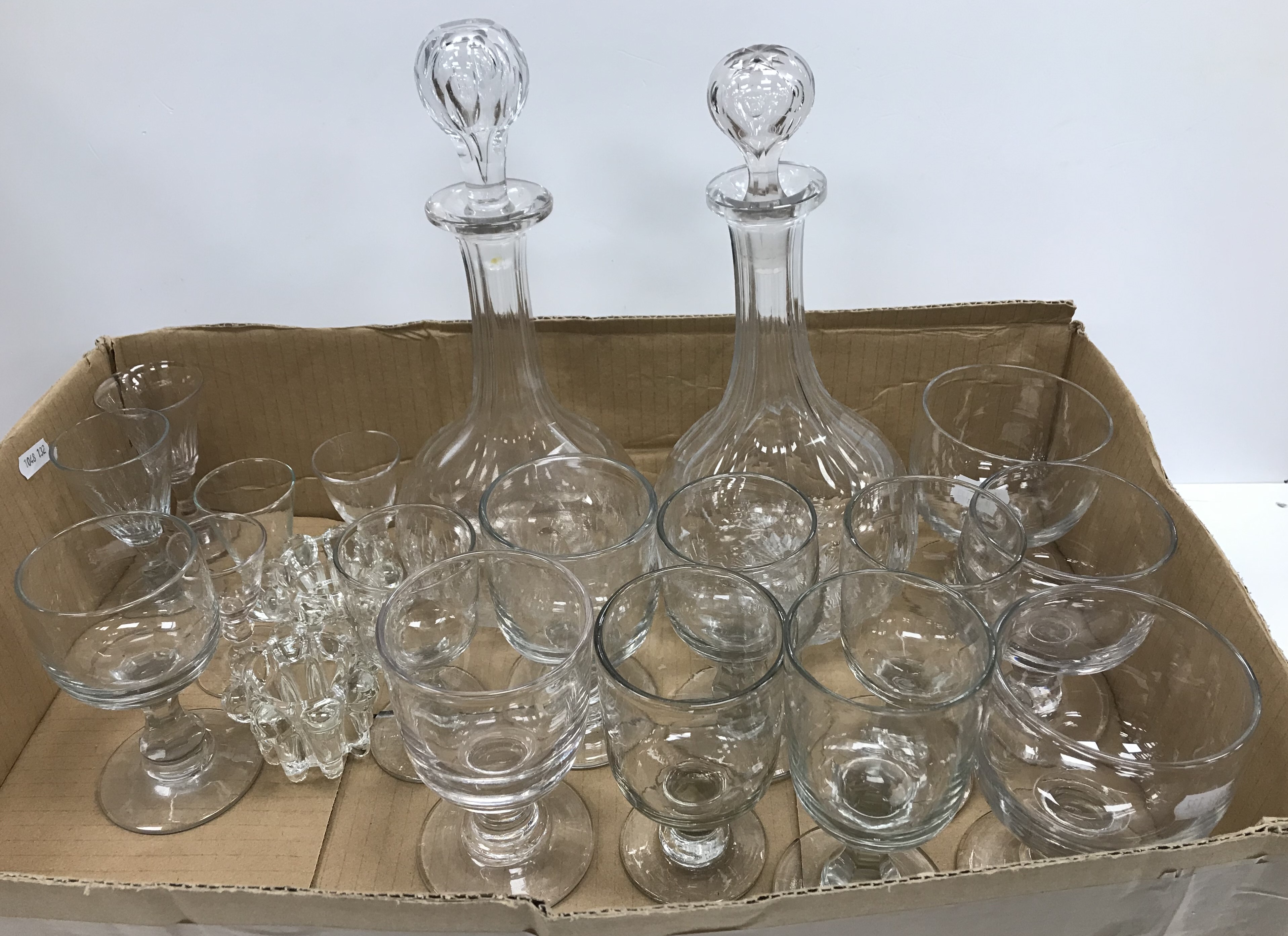 A collection of glassware to include two