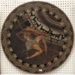 A circa 1900 carved and painted plaque o