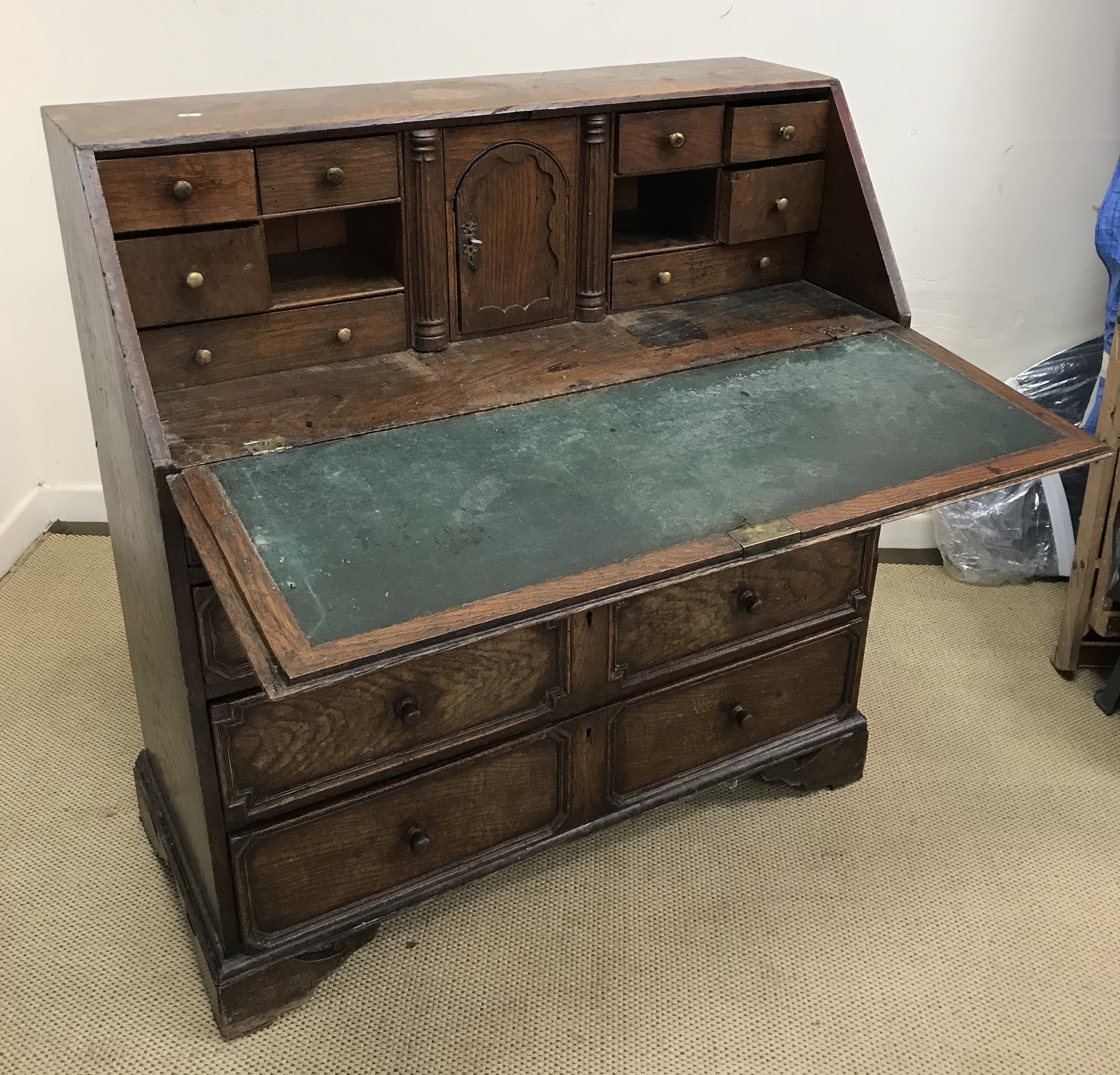 An early 19th Century oak bureau, the pl - Image 2 of 2