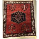 An Afshar rug, the central panel set wit