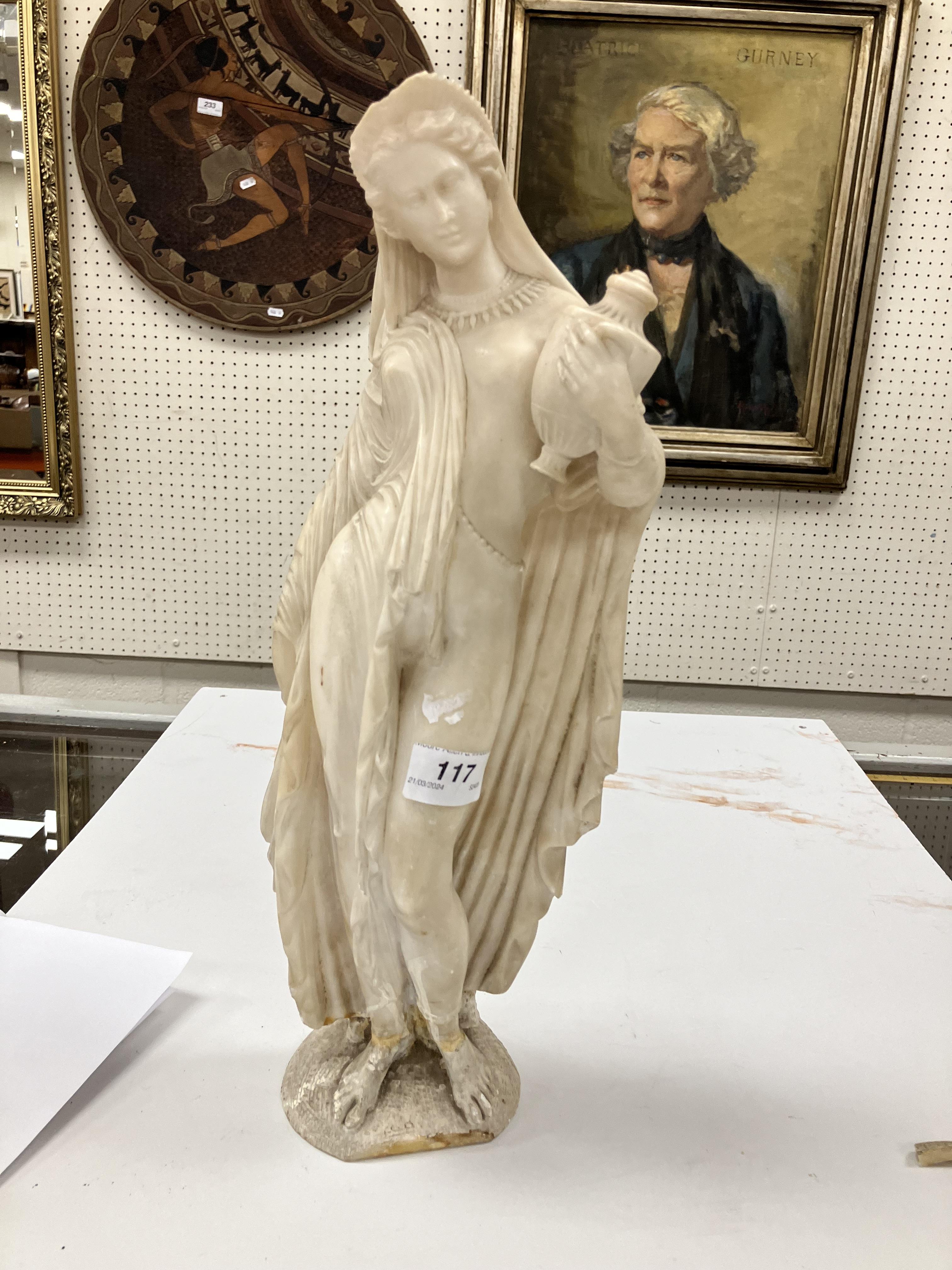 A carved white marble figure of "Phryne' - Image 3 of 42