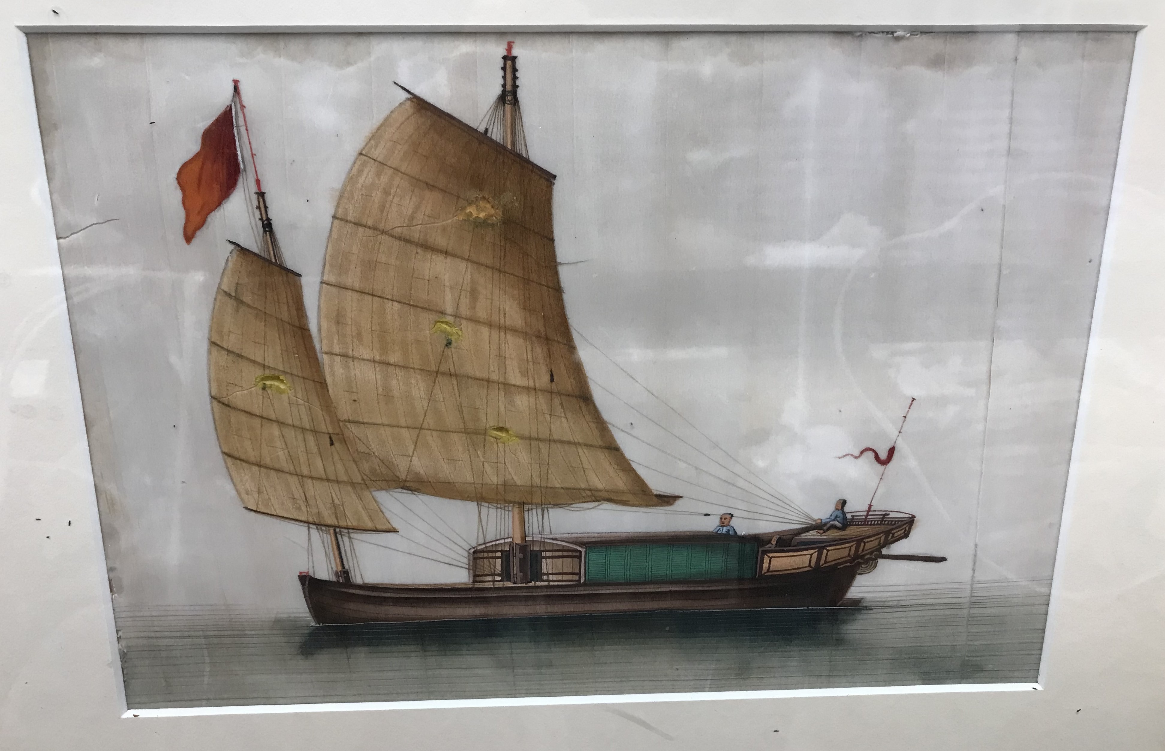 19TH CENTURY CHINESE SCHOOL "Boat with f - Bild 4 aus 5