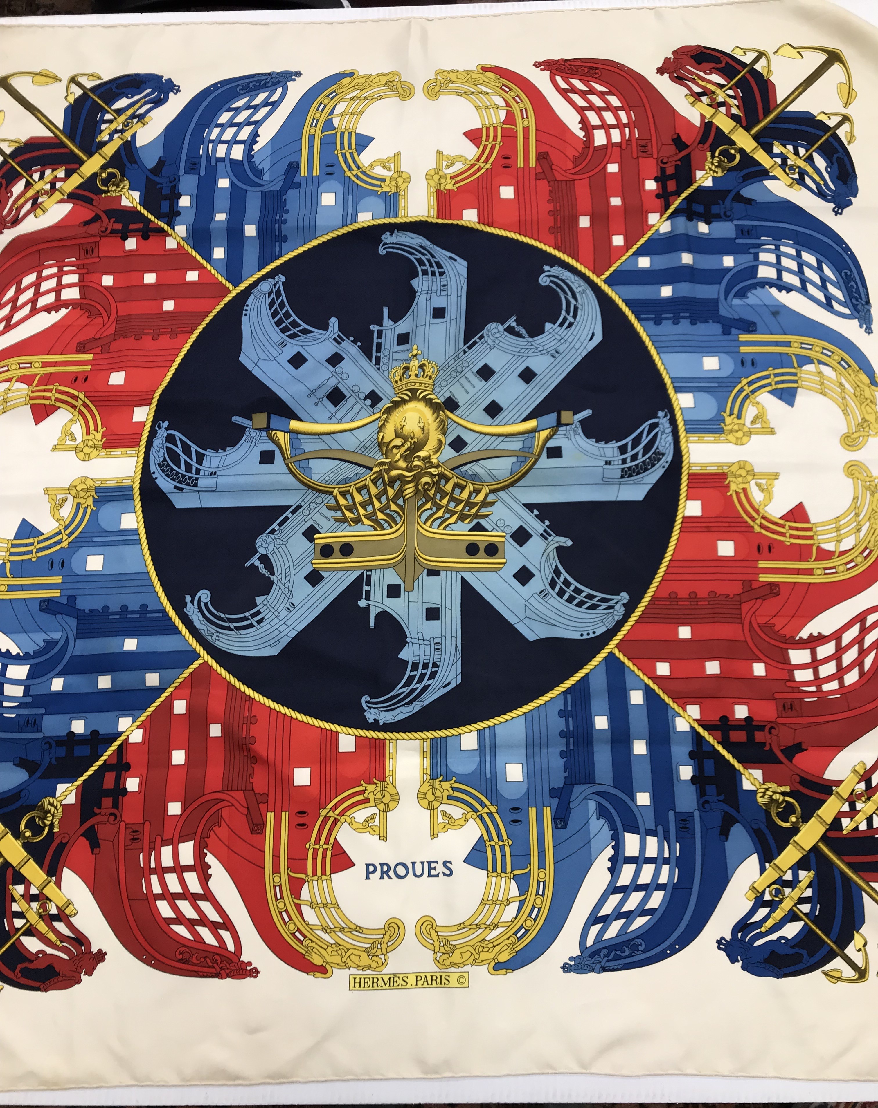 A Hermès silk scarf "Proues" by Philippe