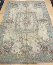 A crewelwork carpet/panel, the cream and