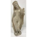 A carved white marble figure of "Phryne'