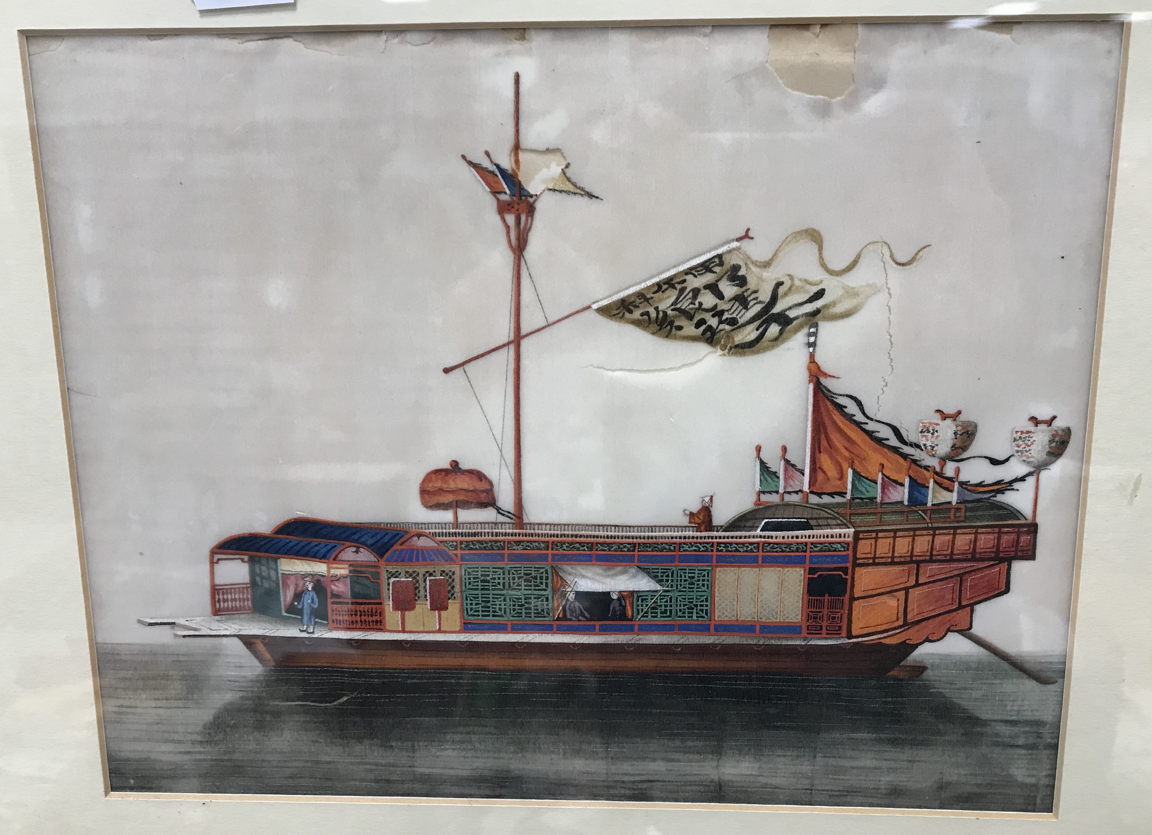 19TH CENTURY CHINESE SCHOOL "Boat with f - Bild 3 aus 5