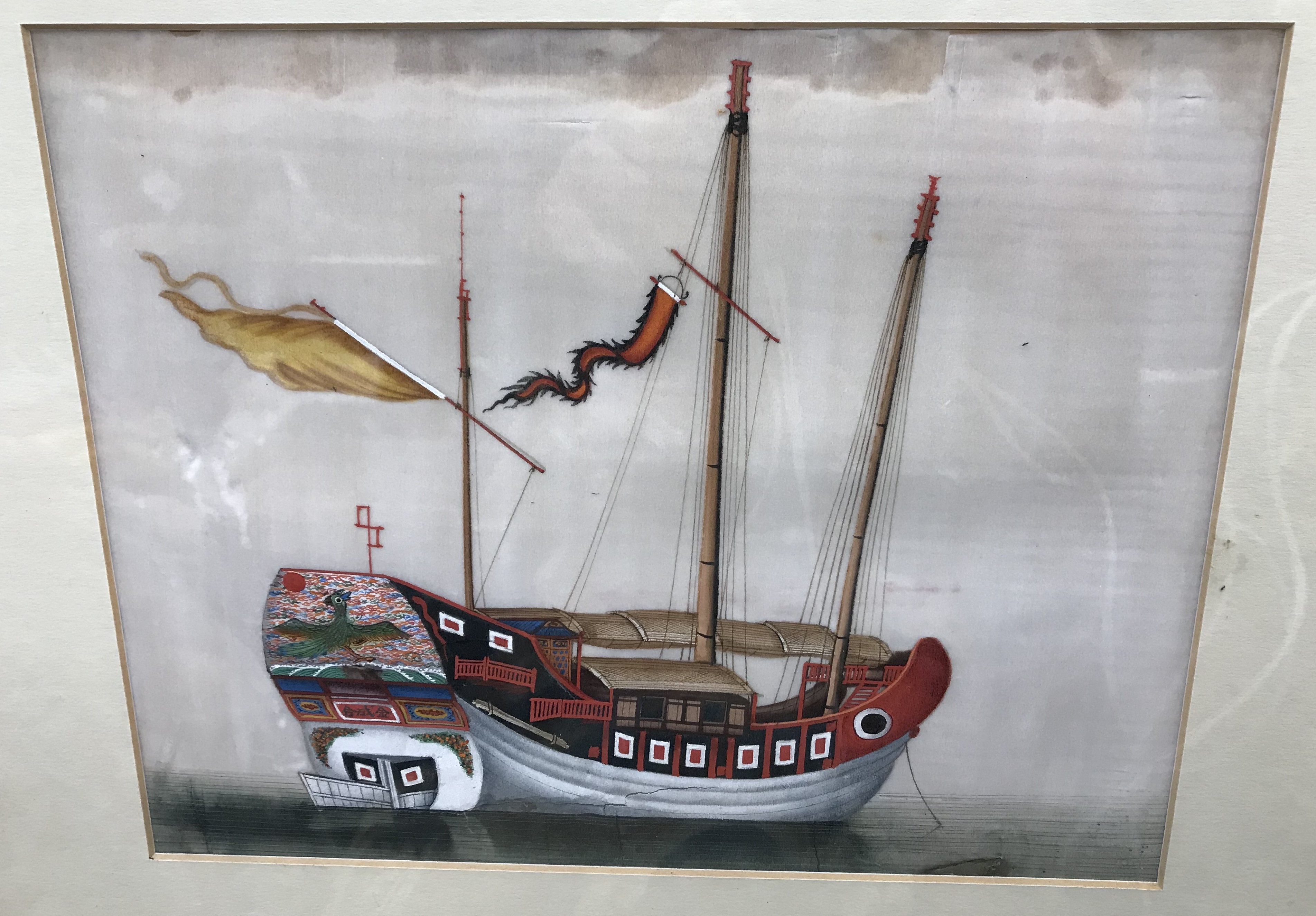 19TH CENTURY CHINESE SCHOOL "Boat with f - Bild 5 aus 5