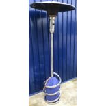 A modern steel patio heater