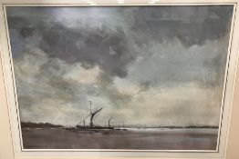 G CAMPBELL "Coastal scene with beached v