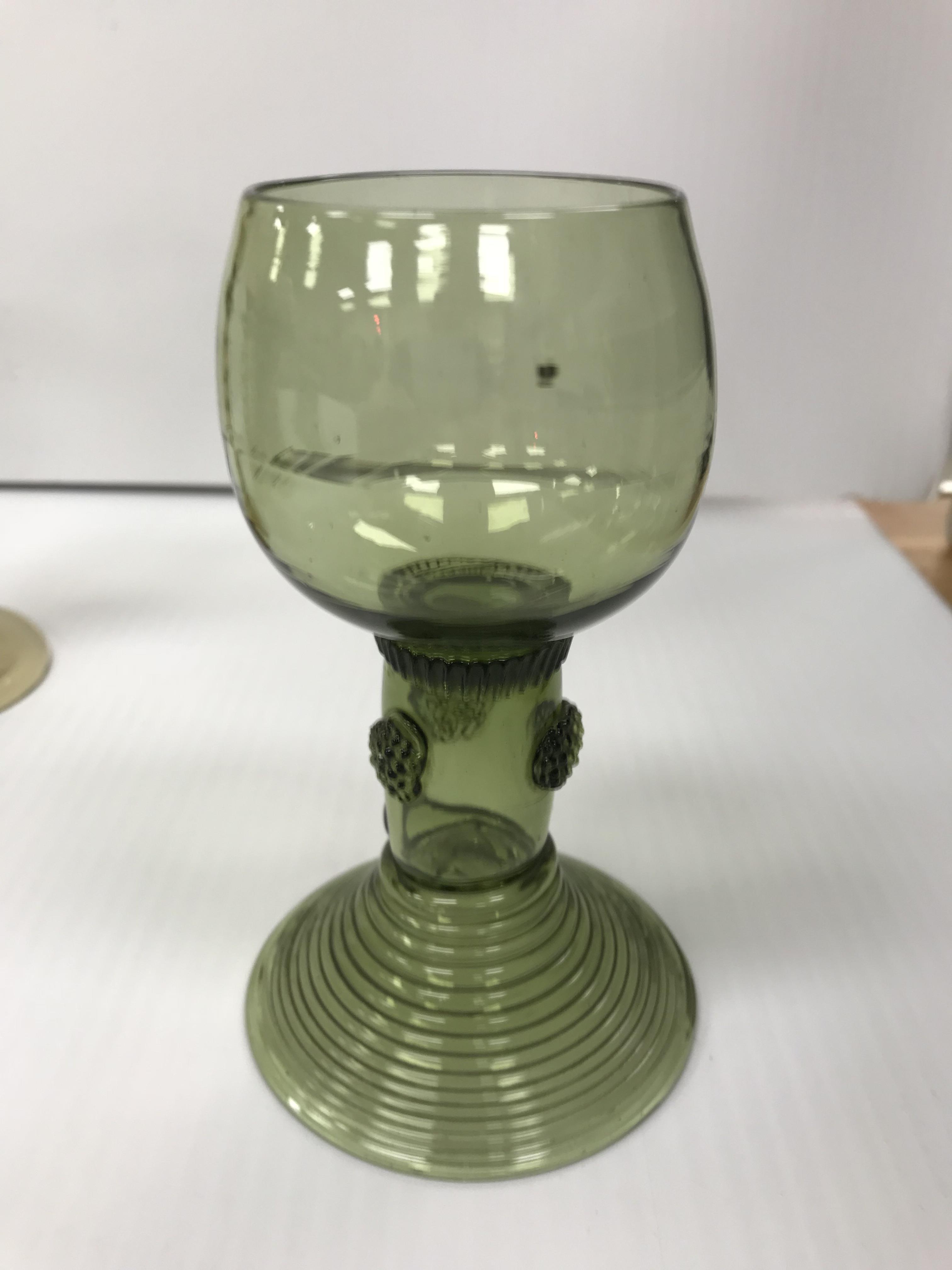 A set of three German green glass roemer - Image 3 of 7