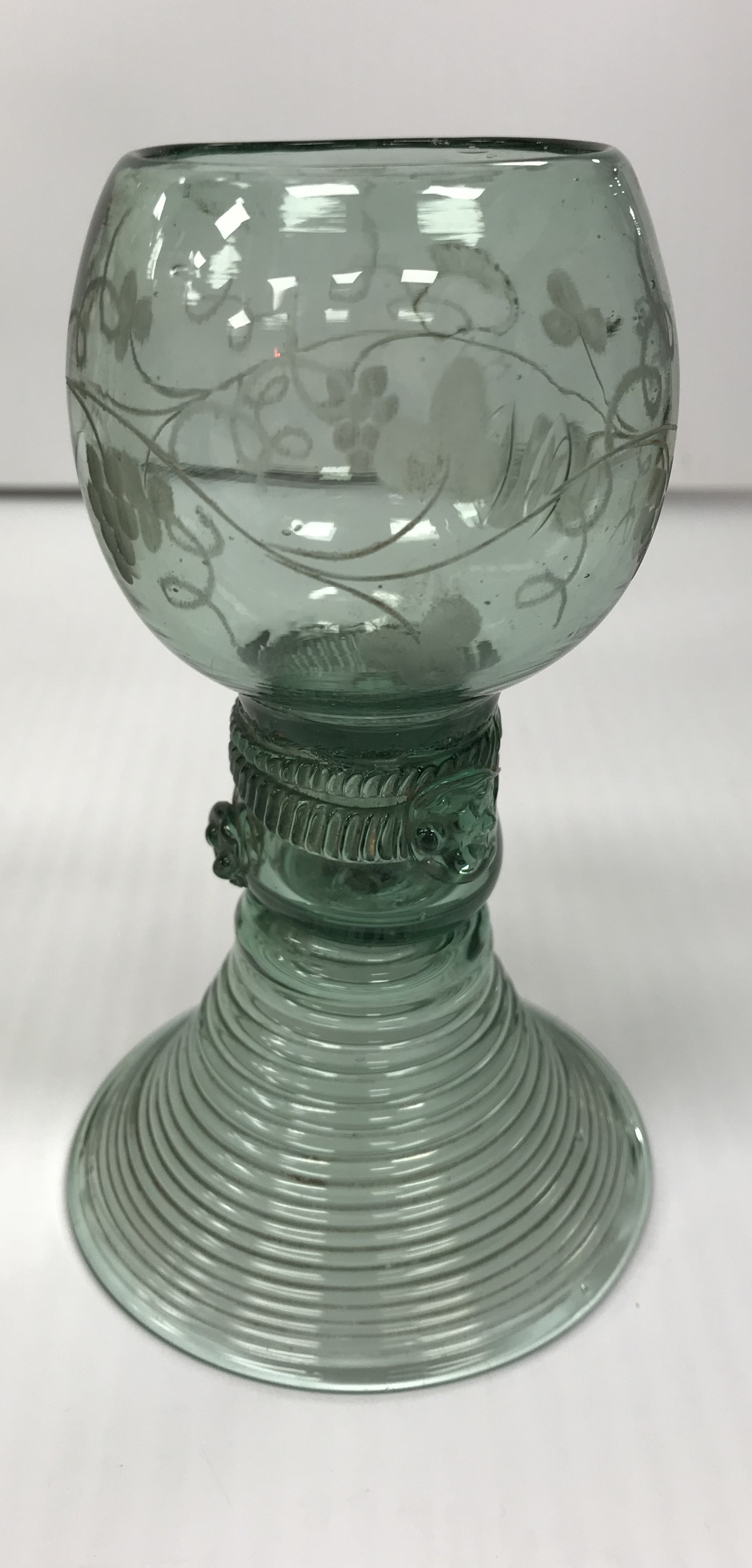 A set of three German green glass roemer - Image 5 of 7