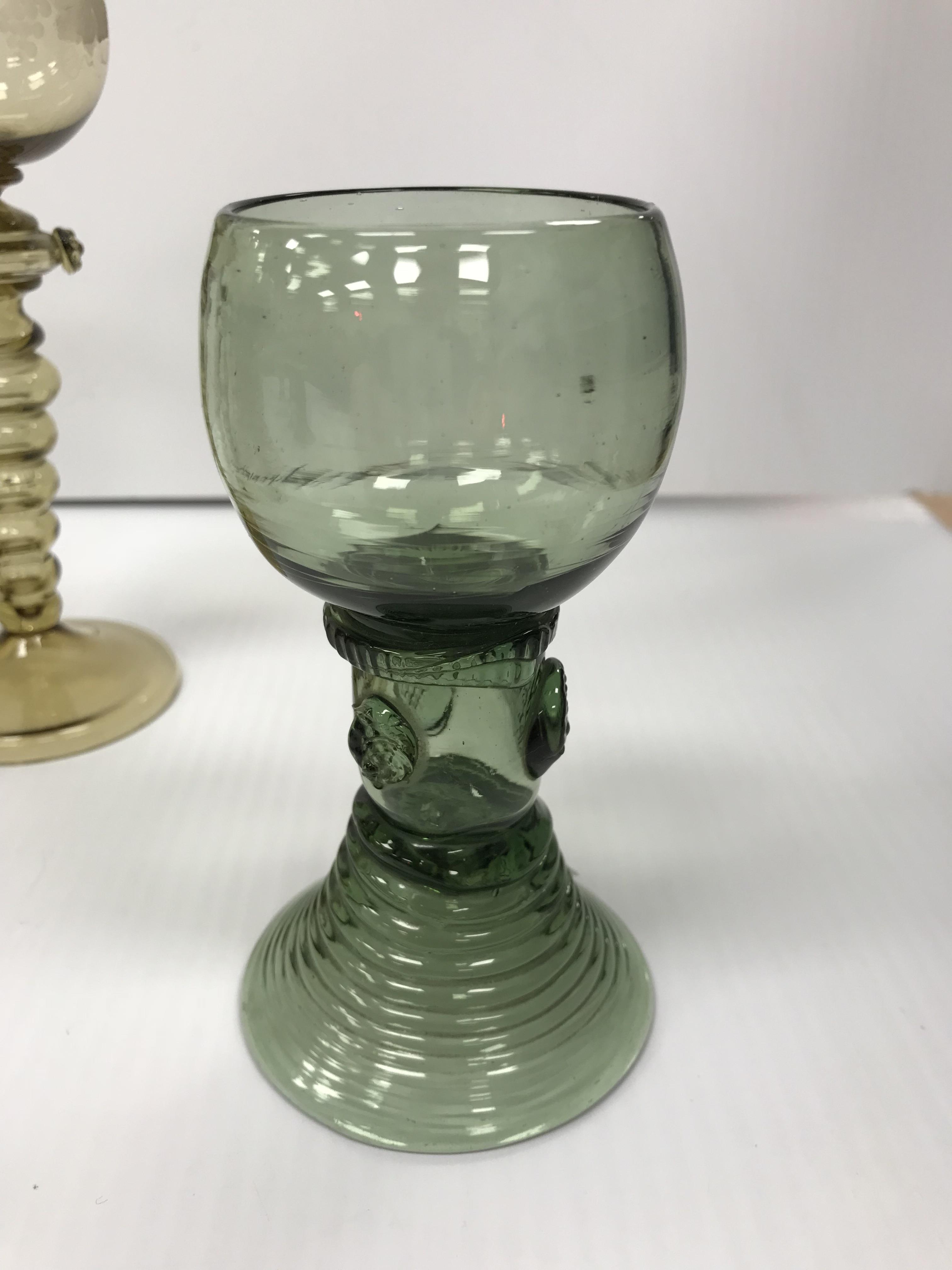 A set of three German green glass roemer - Image 4 of 7