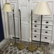 A pair of modern brass standard lamps, t