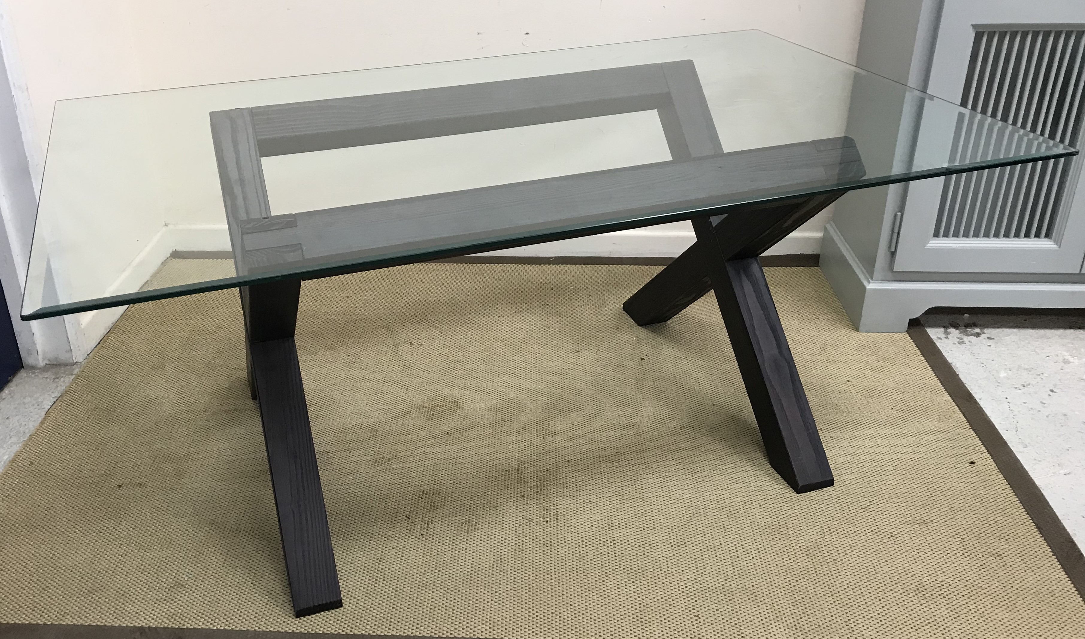 A modern rectangular dining table, the b