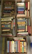 Five boxes of assorted books to include