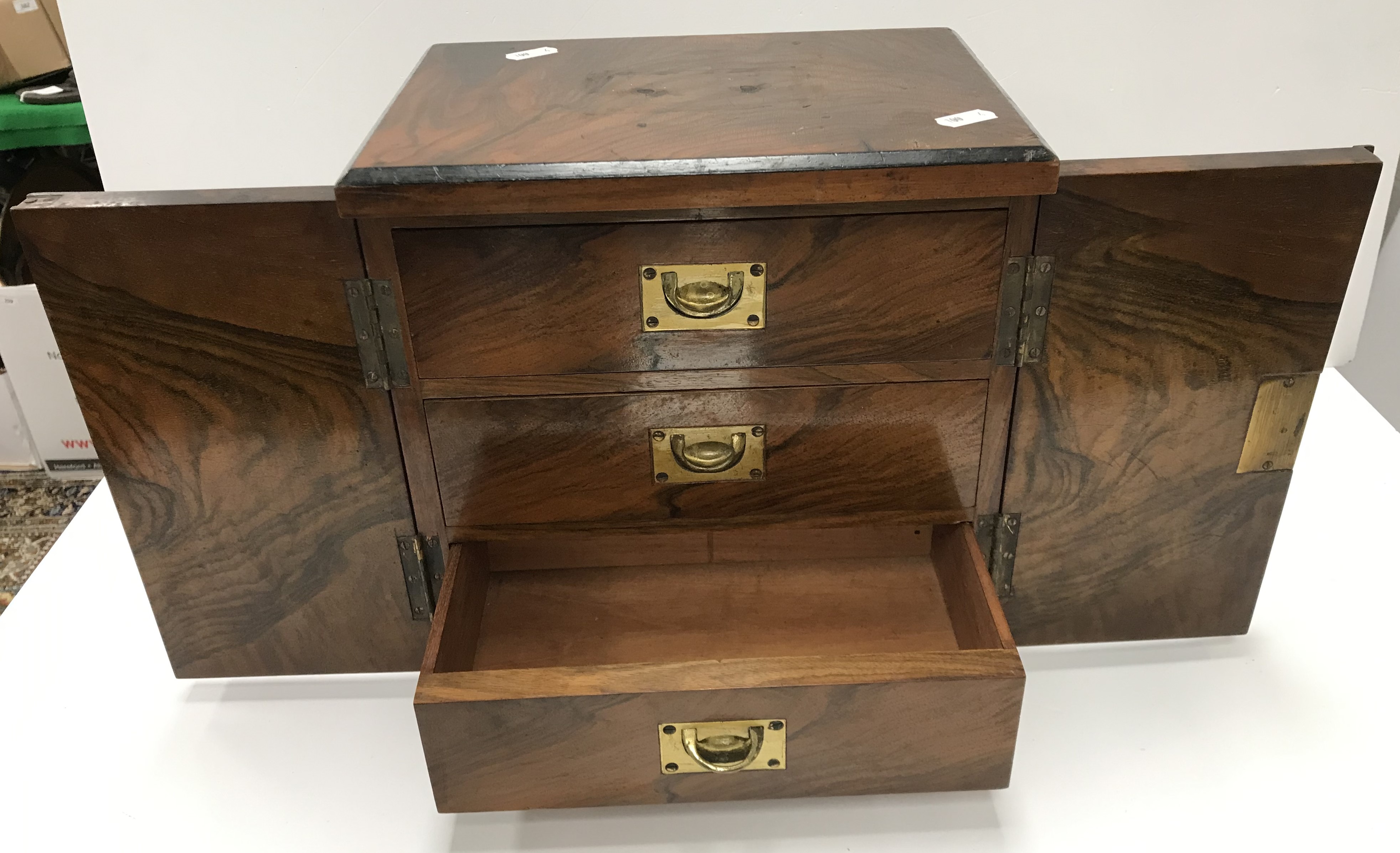 A circa 1900 walnut table top chest/ciga - Image 2 of 2